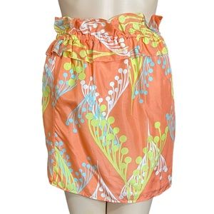LEONA XS retro skirt paperbag waist orange silk? party vintage inspired shower